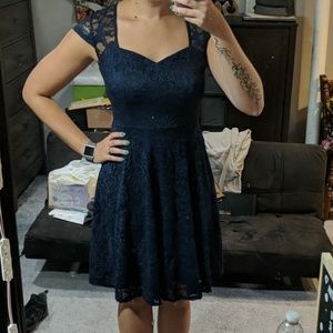 womens navy blue short lace bridesmaid dress